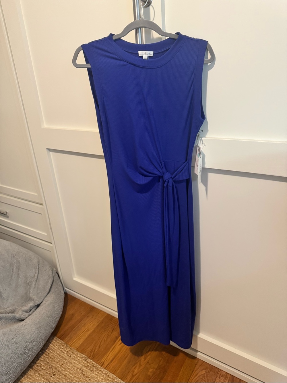 Sleeveless Knot-Detail Midi Dress in Royal Blue